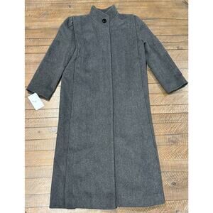 Karen Vintage Trench Coat Wool Cashmere Blend Long Hidden Button -Women's Large